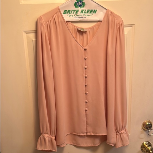 LOFT Tops - LOFT Pink Ruffled Puff Sleeve Blouse